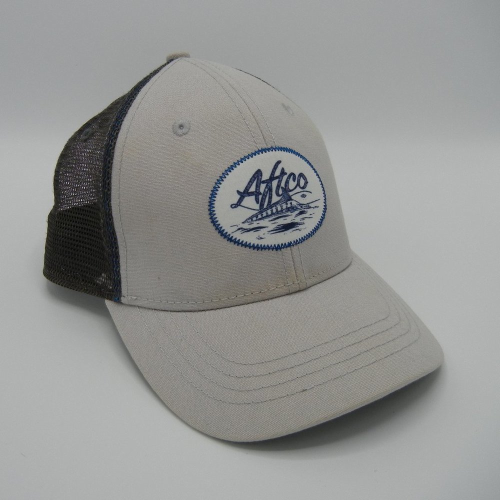 Aftco American Fishing Tackle Company Hat Gray Blue Mens Mesh Snapback Cap